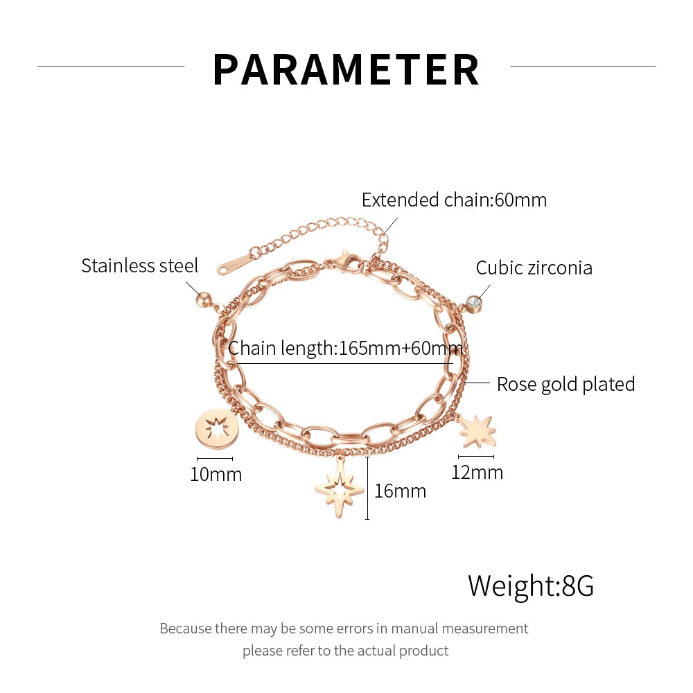 316L Stainless Steel Bracelet Hollow Charm for Women Birthday Gift