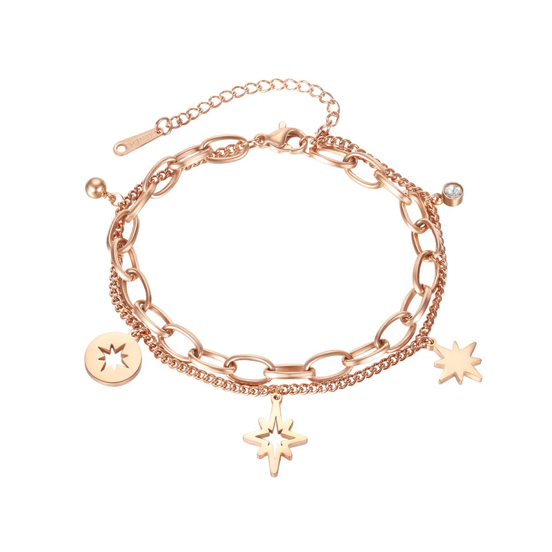 316L Stainless Steel Bracelet Hollow Charm for Women Birthday Gift