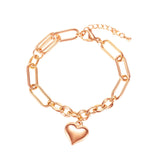 316L Stainless Steel Bracelet Chain Heart Charm for Women