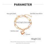 316L Stainless Steel Bracelet Chain Heart Charm for Women