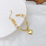 316L Stainless Steel Bracelet Chain Heart Charm for Women
