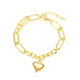 316L Stainless Steel Bracelet Chain Heart Charm for Women