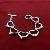 925 Silver Heart Bracelet Full Heart Bangle Charm Fine Jewelry