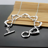 925 Silver Heart Bracelet Full Heart Bangle Charm Fine Jewelry