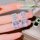 European Fine Zircon Stud Earrings in 18KT Gold