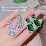 European Fine Zircon Stud Earrings in 18KT Gold