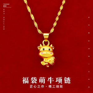 European Goods Lucky Calf Necklace 18K Yellow Sweet Romantic Fairy