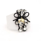 European Punk Rhinestone Leather Bracelet Women Cuff Statement Jewelry