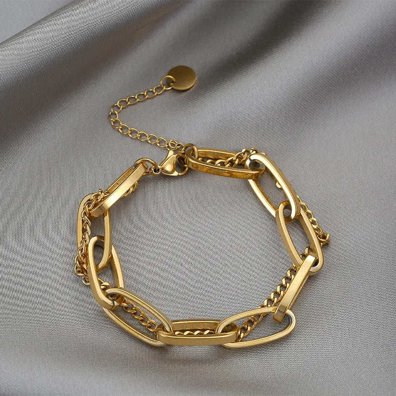 European Retro High Titanium Steel Double Bracelet Daily Wear Gift