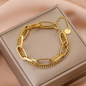European Retro High Titanium Steel Double Bracelet Daily Wear Gift