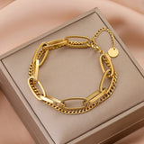 European Retro High Titanium Steel Double Bracelet Daily Wear Gift