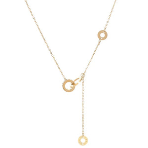 European High Titanium Steel Double Ring Letter B Necklace