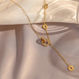 European High Titanium Steel Double Ring Letter B Necklace