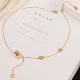 European High Titanium Steel Double Ring Letter B Necklace