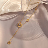 European High Titanium Steel Double Ring Letter B Necklace