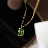 High Titanium Steel Green Square Pendant Anklet
