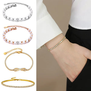 European Stainless Steel 316L Women Bracelet Chain AAA CZ Charms Couple Jewelry