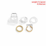 European Style Acrylic Square Ring Set Metal Chain Ring