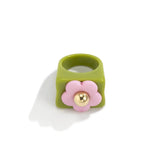 European Style Acrylic Flower Ring Women's Geometric Wide Ring