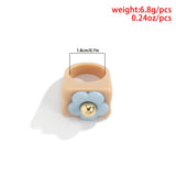 European Style Acrylic Flower Ring Women's Geometric Wide Ring