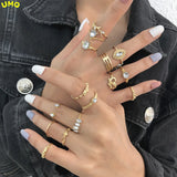 European Style Geometric Ring Set Exaggerated Joint Ring