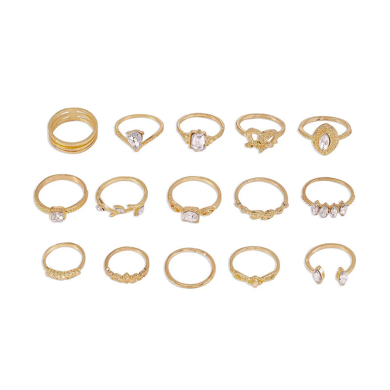 European Style Geometric Ring Set Exaggerated Joint Ring