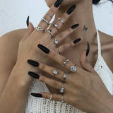 European Style Geometric Ring Set Exaggerated Joint Ring