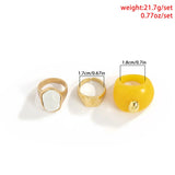 European Style Metal Stone Ring Creative Oval Acrylic Rose Ring