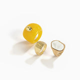 European Style Metal Stone Ring Creative Oval Acrylic Rose Ring