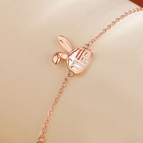 Fine S925 Sterling Silver CZ Rabbit Bracelet for Women