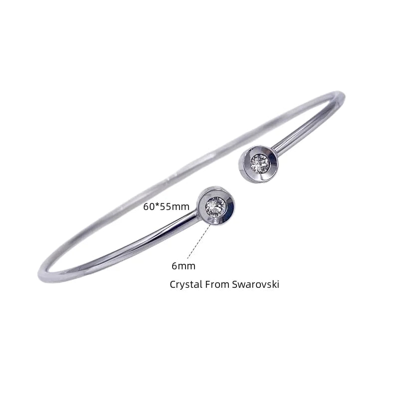 European Flexible Cuff Bracelet 316 Stainless Steel Silver 14K Jewelry
