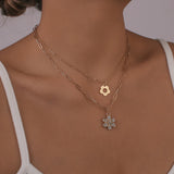 European Silver Hollow Flower Pearl Multilayer Necklace for Women