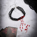 European Gothic Red Tassel Necklace for Women Halloween