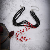 European Gothic Red Tassel Necklace for Women Halloween