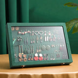 European Green Velvet Portable Jewelry Storage Box with Transparent Lid