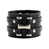 Vintage Leather Bracelet Snap Button Cuff Men's Jewelry