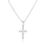925 Silver Zircon Cross Necklace Women