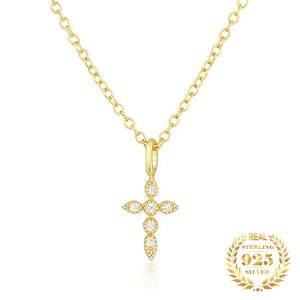 925 Silver Zircon Cross Necklace Women