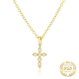 925 Silver Zircon Cross Necklace Women