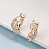 European Double Twist Zircon Earrings for Women 585