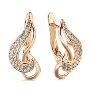 European Double Twist Zircon Earrings for Women 585