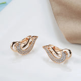 European Double Twist Zircon Earrings for Women 585