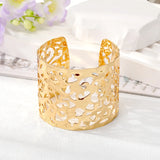 European Metal Hollow Geometric Open Cuff Bangle Bracelet for Women