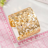 European Metal Hollow Geometric Open Cuff Bangle Bracelet for Women
