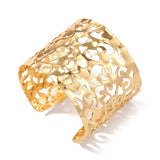 European Metal Hollow Geometric Open Cuff Bangle Bracelet for Women