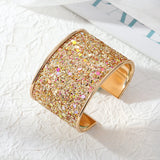 European Metal Sequins Bangle For Women Open Adjustable Wide Cuff Bracelet