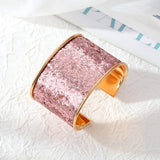 European Metal Sequins Bangle For Women Open Adjustable Wide Cuff Bracelet