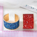 European Metal Sequins Bangle For Women Open Adjustable Wide Cuff Bracelet