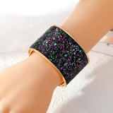 European Metal Sequins Bangle For Women Open Adjustable Wide Cuff Bracelet