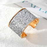 European Metal Sequins Bangle For Women Open Adjustable Wide Cuff Bracelet